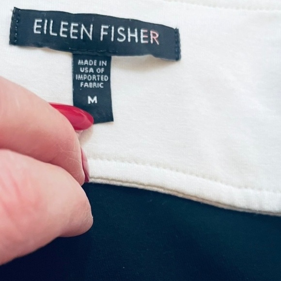 Eileen Fisher System Knee Length Black Dress with Cream Accent at Neck Size M - Picture 5 of 5